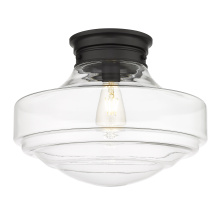 Golden 0508-LSF BLK-CLR - Golden Lighting Ingalls 1-light 16in Semi-Flush Mount in Matte Black and Clear Glass